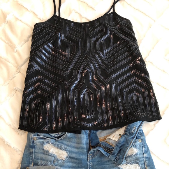 3 for 25 💕 Express Black Sequin tank top - Picture 1 of 4